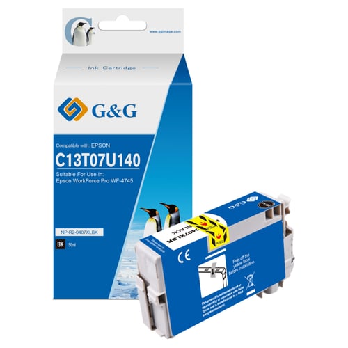 G&G Epson 407 Preto Cartucho de Tinta Compatível, 2.600 Páginas - Tinteiro Compatível C13T07U140