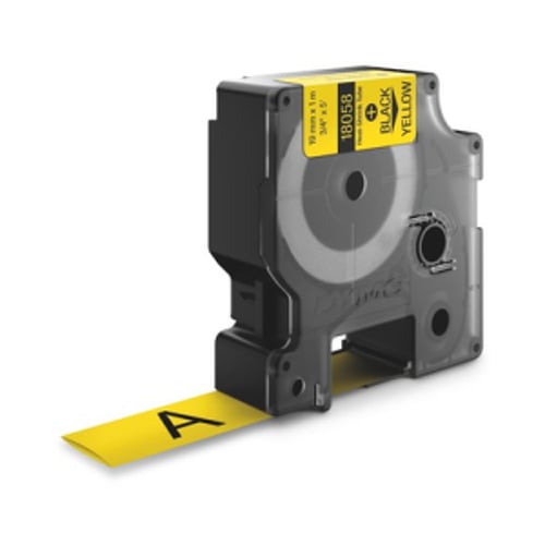 Fita Tubo Termo Retrátil 19mmx1,5m Preto/Amarelo Rhino - Dymo 12718058