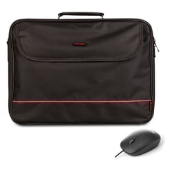 Mala para portátil NGS Bureau Pack 16" + Rato USB 800dpi - Interior almofadado - 2 compartimentos e bolsa externa - Preto - NGS BUREAUKIT