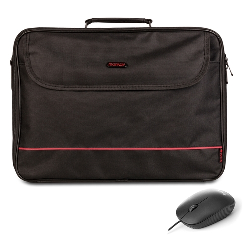 Mala para portátil NGS Bureau Pack 16" + Rato USB 800dpi - Interior almofadado - 2 compartimentos e bolsa externa - Preto - NGS BUREAUKIT