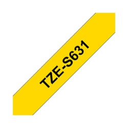 Fita Laminada SuperAdesiva 12mmx8mts Fundo Amarelo / Texto Preto - Brother BROTZS631