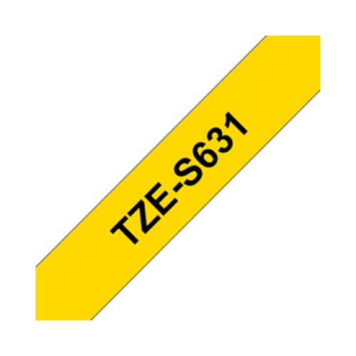 Fita Laminada SuperAdesiva 12mmx8mts Fundo Amarelo / Texto Preto - Brother BROTZS631