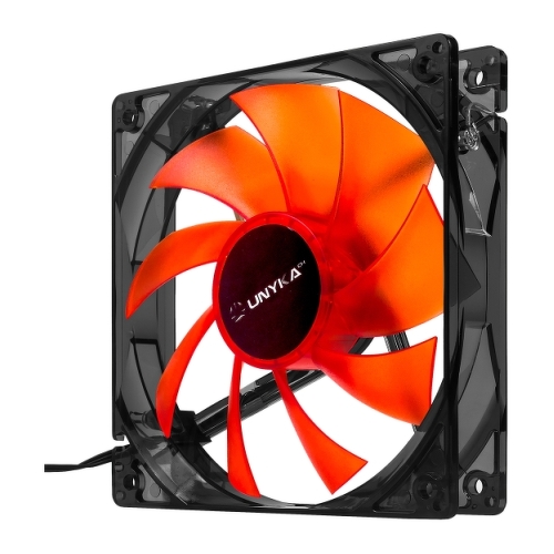 Ventoinha Unykach 120mm com LED Vermelho - Velocidade Máx. 1200rpm - Cor Vermelho/Preto - Unykach 300672