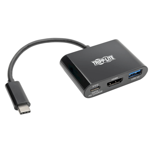 EATON TrippLite USB-C to HDMI 4K Adapter w/ USB-A Port and PD Charging,HDCP,Black - Eaton U444-06N-H4UB-C