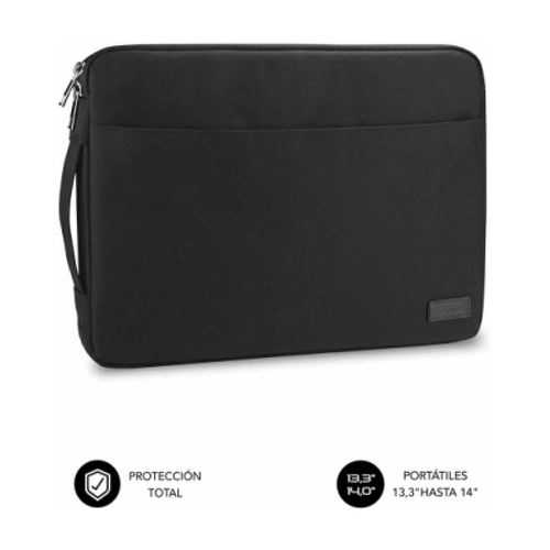 Bolsa para portátil Subblim Urban 13,3" a 14" - Proteção elegante e funcional - Tecido de poliéster 600D - Interior almofadado com espuma - Cor preta - Subblim SUB-LS-0PS0001