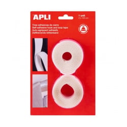 Fita Adesiva Apli Gancho e Laço - Fixação Segura - Reutilizável - Resistência 10 kg - Adesivo Acrílico - Alternativa a Brocas e Pregos - Ideal para Organização e Trabalhos Manuais - Branco - APLI 13657