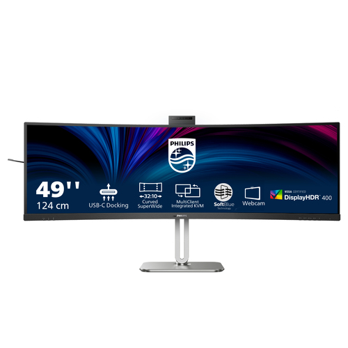 PHILIPS MONITOR VA 49" (48.8) 32:9 CURVO DQHD HDMI DP USB-C COLUNAS WEBCAM HAS - Philips 49B2U6900CH/00