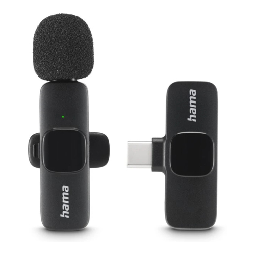 Hama Microfone de lapela sem fios inteligente – Microfone sem fios com clipe para telemóveis - Hama 00004680