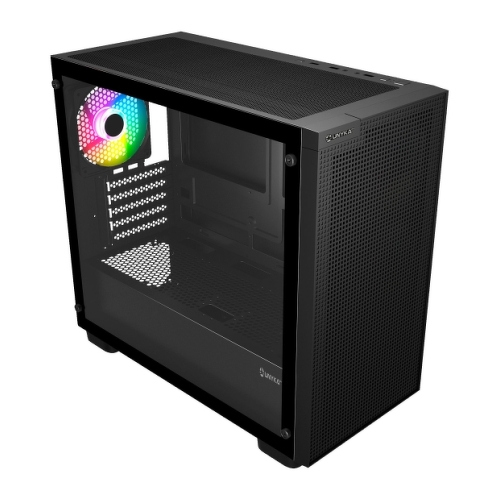 Caixa Unykach Revelat Mesh Edge Micro ATX, ITX - Lado de vidro temperado - 3,5", 2,5" - USB-A 2.0, USB-3.0 e áudio - 4 ventoinhas ARGB - Suporta arrefecimento líquido - Cor preta - Unykach UK121806