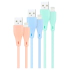Nanocable Conjunto de 3 cabos USB-A macho para Lightning macho - Comprimento 1m - Cores pastel Rosa, Verde e Azul - Nanocable 10.10.0401-A1