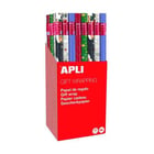 Apli Expositor de 55 Rollos de Papel Regalo Navidad - 11 Rollos por Color - Medidas del Rollo 0.70x2m - 5 Diseños - APLI 14003