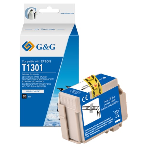 G&G Epson T1301 Preto Cartucho de Tinta Compatível, 32 ml - Tinteiro Compatível C13T13014010