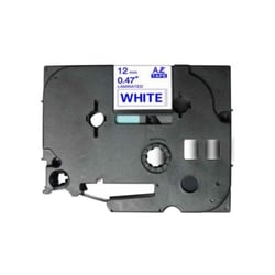 Fita laminada compatível com TZe-233. Texto azul sobre fundo branco. Largura: 12 mm. Comprimento: 8 m - TZe-233C (Compatível)