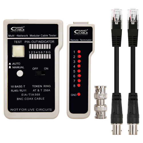 Testador de Cabos Nanocable RJ11/RJ12/RJ45, Coaxial - Nanocable 10.31.0303