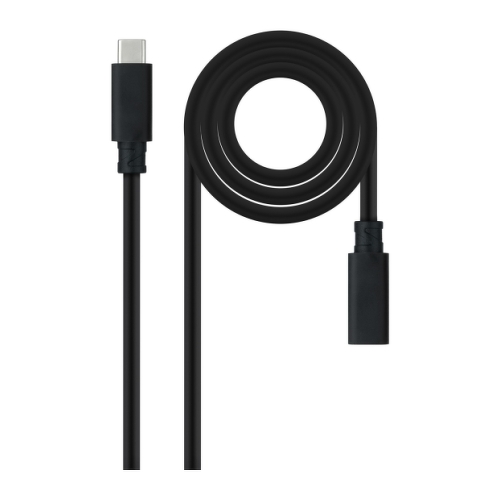 Cabo de extensão Nanocable USB-C 3.2 macho para USB-C 3.2 fêmea - Gen2x2 20Gbp - 100W 5A - 4K 60Hz - 2 metros - Preto - Nanocable 10.01.4502