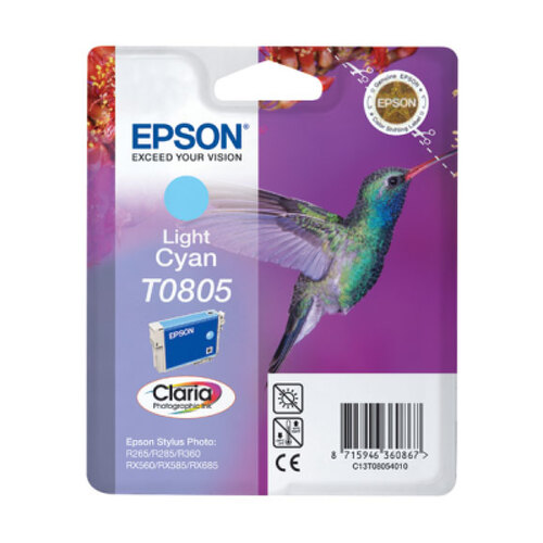 Cartucho de tinta original Epson T0805 Cyan Light - C13T08054011 - Epson C13T08054011