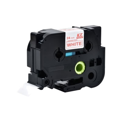 Fita laminada compatível com TZe-253. Texto azul sobre fundo branco. Largura: 24 mm. Comprimento: 8 m - TZe-253C