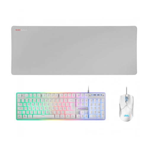 MARS GAMING TECLADO RATO TAPETE COMBO 3IN1 MCPX WHITE - Mars Gaming MCPXWPT