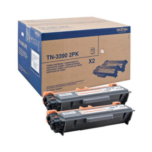 2 toners TN3390. Duração estimada: 24.000 páginas (12.000 páginas x toner) segundo ISO/IEC 19752 - Brother TN3390TWIN