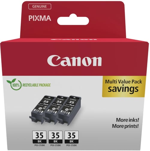Canon PGI-35BK Multipack de 3 Cartuchos de Tinta Originales Negro - 1509B028 - Canon 1509B028