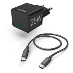 Carregador USB-C PD 25W Rápido Cabo 1,5m Preto - Hama HAM201623