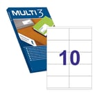 Multi3 Embalagem de 5.000 etiquetas brancas com rebordo reto, tamanho 105,0X57,0mm, com adesivo permanente para múltiplas utilizações - Multi3 199576