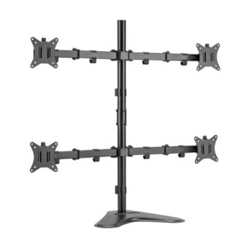 Suporte de mesa Equip com base e braços articulados para 4 monitores 17"-32" - Giratório e inclinado - Gestão de cabos - Peso máximo 9kg x braço - VESA máximo 100x100mm - Equip 650127