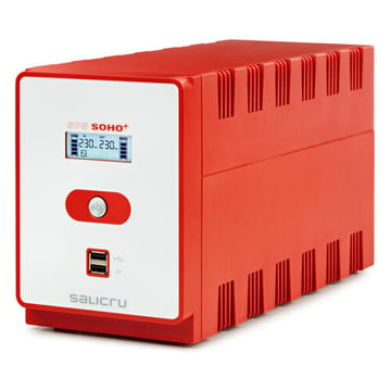 Salicru SPS 2200 SOHO+ IEC Fonte de alimentação ininterrupta - UPS - 2200 VA - Interativo em linha - Carregador USB duplo - Tipo de tomada IEC - Cor vermelha - Salicru 232557