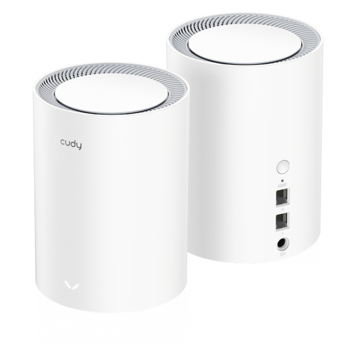 Cudy M1800 2-Pack WiFi 6 Mesh AX1800 Dual Band Systems - 1201Mbps a 5GHz, 574Mbps a 2.4GHz - 1x Porta LAN 1000/100/10Mbps, 1x Porta WAN 1000/100/10Mbps - 4 Antenas Internas - Cudy M1800(2-Pack)