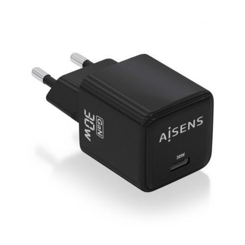Carregador Aisens Gan USB-C 30W - Elevada eficiência energética - Design moderno e elegante - Tecnologia AI para carregamento rápido - Aisens 284852