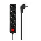 Base Múltipla Aisens 4 Soquetes com Interruptor com Cabo 3×1,5mm2 - 1,4m - Cor Preta - Aisens A154-0650