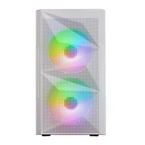 Caixa MARS GAMING MC-ME MICRO-ATX TEMPERED GLASS, GEOMETRIC FRONT MESH, 2x120MM FRGB FAN, WHITE - Mars Gaming MCMEW