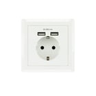 Soquete de parede embutido com roseta nanocabo tipo Schuko com 2 tomadas USB 2.4A - cor branca - Nanocable 10.35.0010