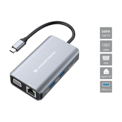 CONCEPTRONIC DOCK USB-C DUAL DISPLAY 1xHDMI 1xVGA 3xUSB3 RJ45 100W PD - Conceptronic 110519407101