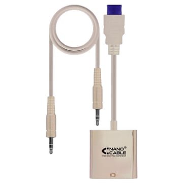 Nanocabo Conversor HDMI para SVGA+áudio - HDMI A/M-SVGA/F+Jack 3.5/F - 10cm+1.0m - Cor preta - Nanocable 10.16.2001-BK