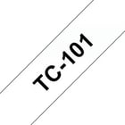 Fita laminada. Texto preto sobre fundo transparente. Largura: 12 mm. Comprimento: 7,7 m - Brother TC101