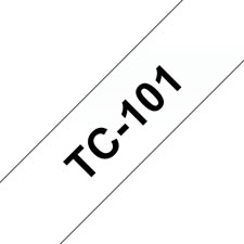 Fita laminada. Texto preto sobre fundo transparente. Largura: 12 mm. Comprimento: 7,7 m - Brother TC101