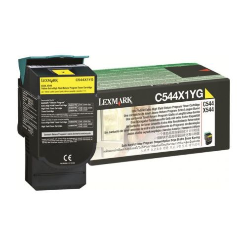 Lexmark C544, X544 Yellow Extra High Yield Return Programme Cartridge (4K) toner Original Amarelo - Lexmark 0C544X1YG
