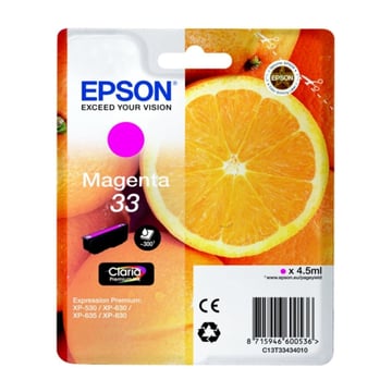 EPSON TINTEIRO MAGENTA 33 CLARIA PREMIUM XP-530/630/635/830 - Epson C13T33434022