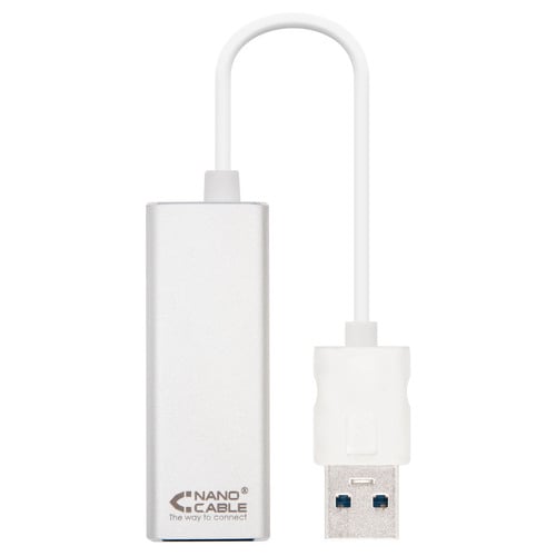 Conversor Nanocabo USB 3.0 para Gigabit Ethernet 10/100/1000 Mbps - 15cm - Cor Alumínio - Nanocable 10.03.0401