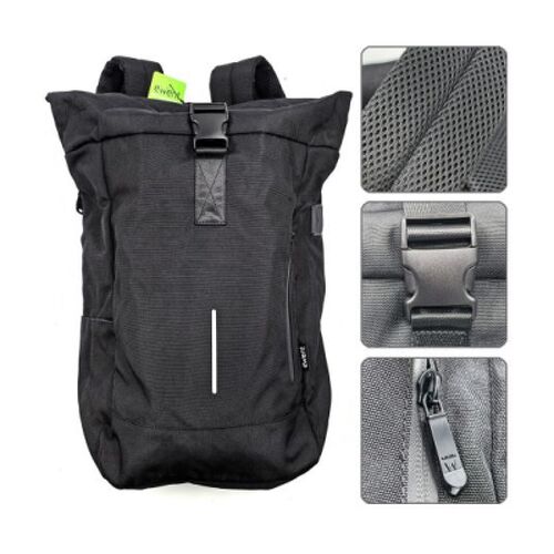 Mochila Ewent EW2536 Trendy Roll para laptops de até 17,3" - À prova d'água - Alça para carrinho - Costas e ombros respiráveis - Bolso traseiro antirroubo - Preto - Ewent EW2536