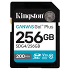 Cartão de Memória Kingston 256 GB SDXC Canvas Go Plus Gen4 200 MB/s C10 UHS-I U3 V30 - Kingston SDG4/256GB