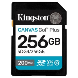 Cartão de Memória Kingston 256 GB SDXC Canvas Go Plus Gen4 200 MB/s C10 UHS-I U3 V30 - Kingston SDG4/256GB