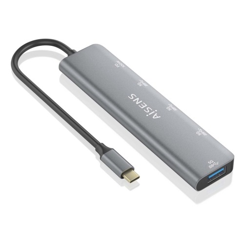 Concentrador USB 3.2 Gen1 5G USB-C da Aisens - USB-C/M-1xUSB-C PD100W/H-1xUSB-C/H-3xUSB-A/H - 15cm - Aisens 268447