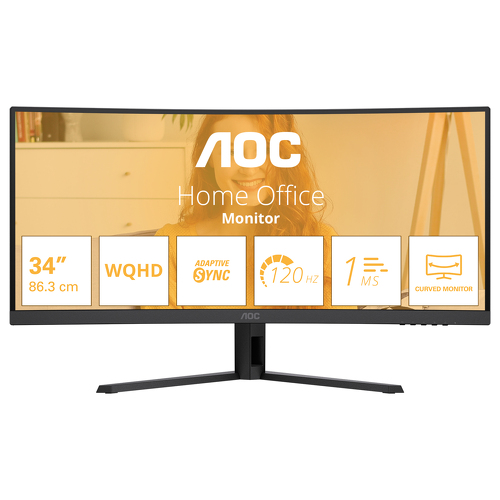 AOC Monitor VA de 34", 21:9, WQHD, 120 Hz, 1 ms, HDMI, DP, 34CU34B3E - AOC CU34B3E