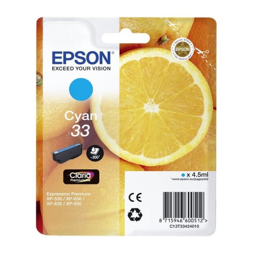 EPSON TINTEIRO AZUL 33 CLARIA PREMIUM XP-530/630/635/830 - Epson C13T33424022