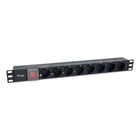 Equipar 8 Shucks Power Strip para montagem em rack 19" 1U - Interruptor liga/desliga - Cabo de 1,80m - Equip EQ333286