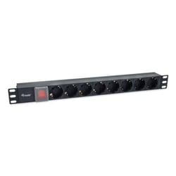 Equipar 8 Shucks Power Strip para montagem em rack 19" 1U - Interruptor liga/desliga - Cabo de 1,80m - Equip EQ333286
