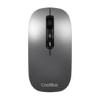 Coolbox W02 Raton Inalambrico - Bluetooth y RF 2.4GHz - Super Ligero - Boton Acceso Copilot - Recargable Por USB-C - DPI Ajustable - Sensor Optico - Color Gris - Coolbox COO-MOU-W02-G