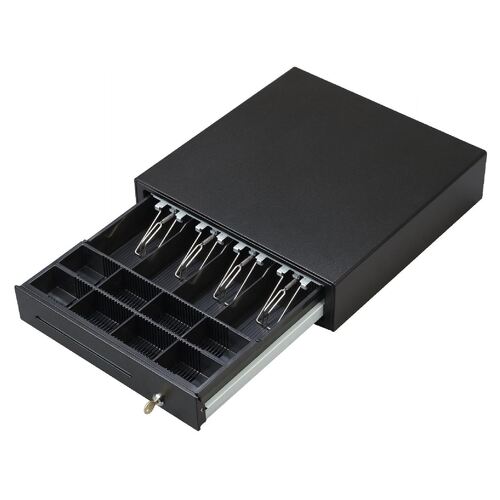 Gaveta de Dinheiro ZONERICH ZQ-C410F Metálica Preta 4N/8M/Entrada de cheques, 410x420x90 - Zonerich GAVZQ-410F